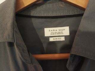 Camisa Zara Hombre Talla L Slim Fit Gris