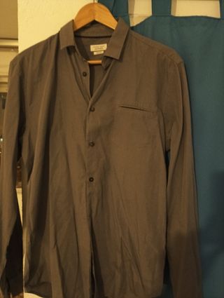 Camisa Zara Hombre Talla L Slim Fit Gris
