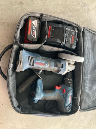 Radial Bosch a Batería + Taladro + Cargador18v