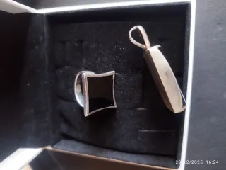 JUEGO ANILLO Y COLGANTE MACIZO DE PLATA DE LEY