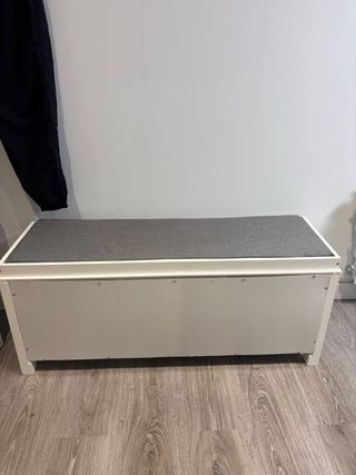 Banco Zapatero Blanco con Cojín Gris