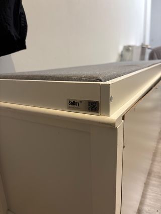 Banco Zapatero Blanco con Cojín Gris