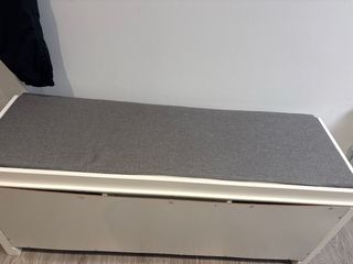 Banco Zapatero Blanco con Cojín Gris