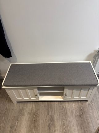 Banco Zapatero Blanco con Cojín Gris