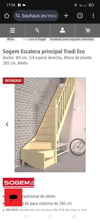 Escalera de madera espiral nueva