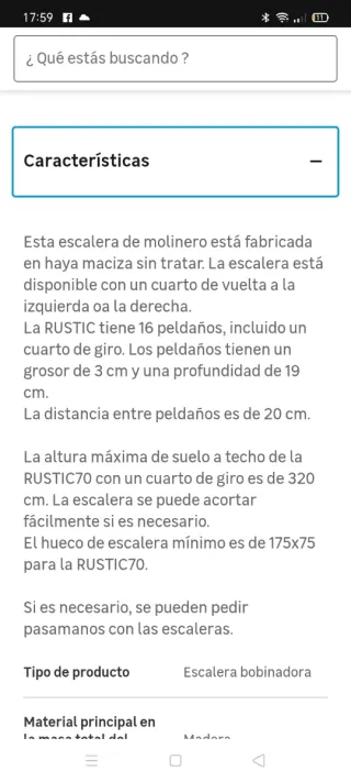 Escalera de madera espiral nueva