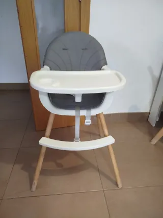 Trona bebé 2 en 1 blanco y madera