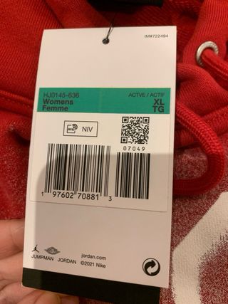 Sudadera Nike Jordan Crop Roja Talla XL