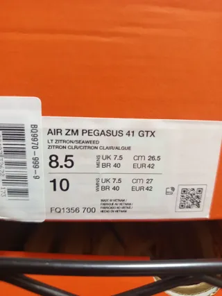 Nike Air Zoom Pegasus 41 Gore-Tex T42 Amarillo