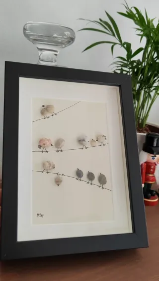 Cuadro hecho con piedras mar 13x18