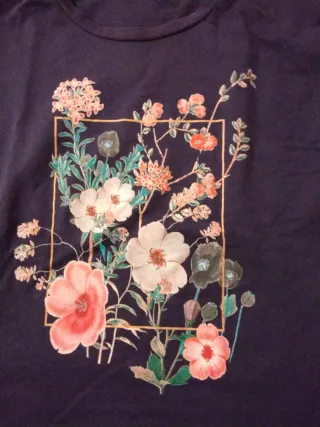 Sudadera azul con estampado floral 100% algodon