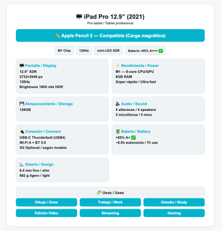 iPad Pro 12.9 2021 128GB Argento/Oro