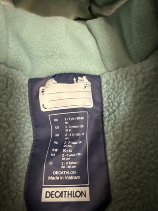 Mono de nieve azul LUGIK 2/3 años 89-95 cm