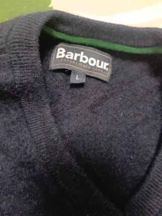 Jersey Barbour cuello redondo azul talla L