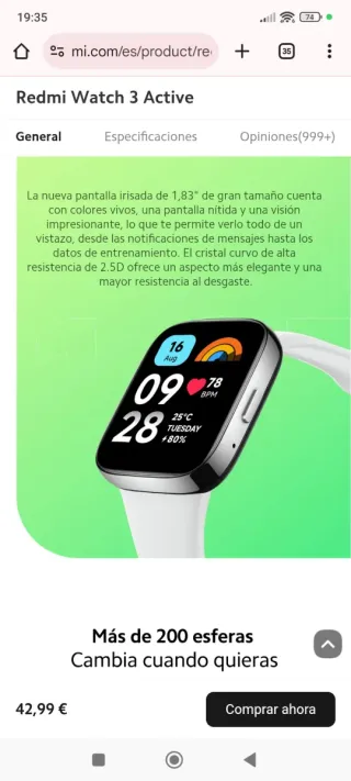 Xiaomi Redmi Watch 3 Active Negro(son 2  unidades)