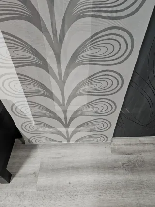 Paneles Japoneses Diseño Hojas Gris/Blanco