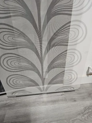 Paneles Japoneses Diseño Hojas Gris/Blanco