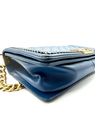 Bolso Chanel Boy Azul y Dorado