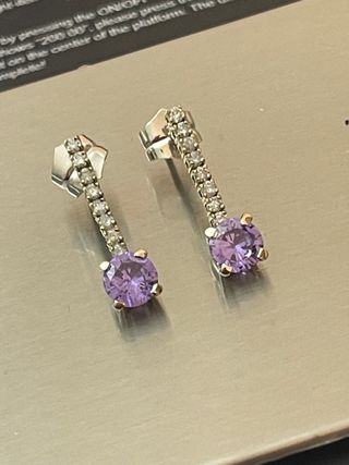 Pendientes Largos ,Oro 18k ,Diamantes y Tanzanita