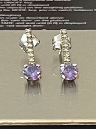 Pendientes Largos ,Oro 18k ,Diamantes y Tanzanita