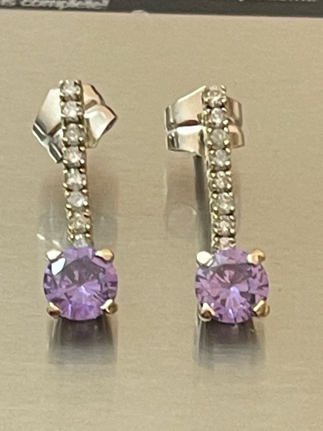 Pendientes Largos ,Oro 18k ,Diamantes y Tanzanita