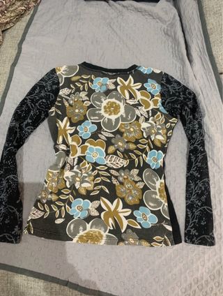 Camiseta vintage manga larga estampada