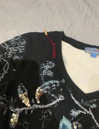 Camiseta vintage manga larga estampada