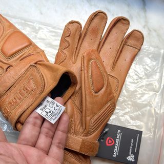 Guantes de moto cuero talla S/8 Marrón