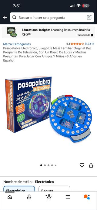 Pasapalabra Electrónico Juego de Mesa