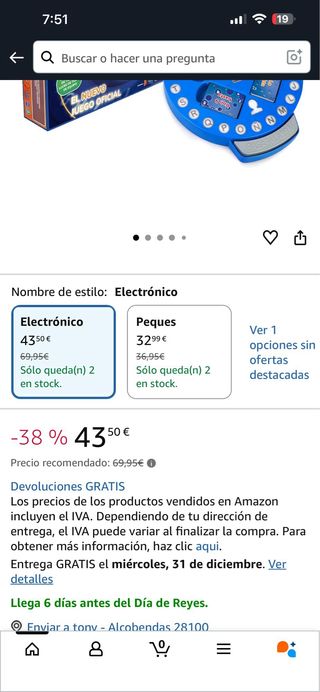 Pasapalabra Electrónico Juego de Mesa