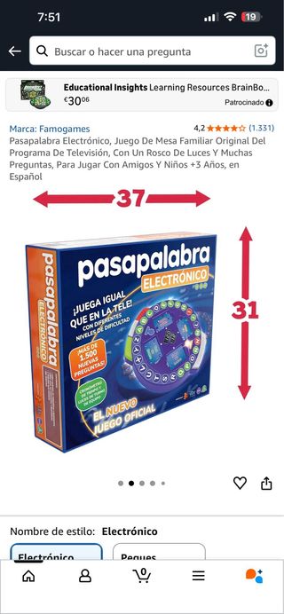 Pasapalabra Electrónico Juego de Mesa