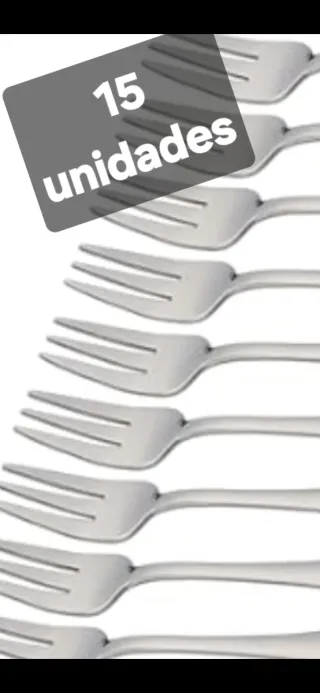 Juego de cubiertos de metal plateado 15 tenedores
