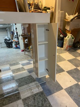 Mueble espejo baño madera y cristal