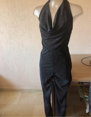 Mono brillante fiesta halter negro