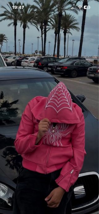 Sudadera Elixir Rosa con Cremallera y Araña