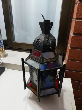 Farol de cristal y metal.Hecho en Marrakesh