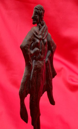 FIGURA MUJER ESTILO AÑOS 20 ESCULTURA METAL BASE