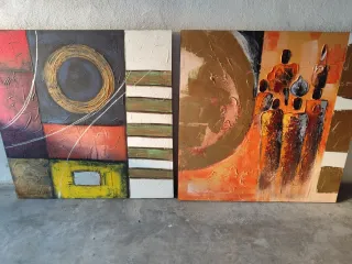 Set 2 Cuadros Abstractos en lienzo