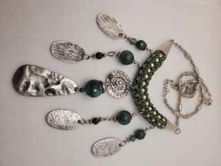 Collare donna verde e argento