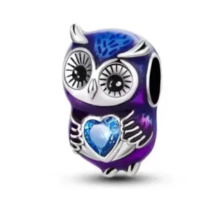 Charm Búho Corazón Pandora Azul Púrpura