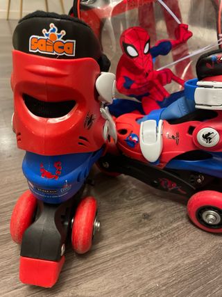 Patines Spiderman para niño con casco y proteccion