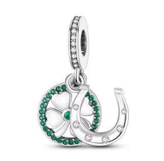 Charm Pandora Herradura Trébol Suerte Plata