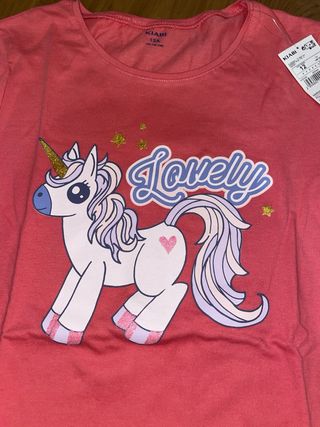 Maglietta Kiabi bambina unicorno pesca