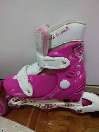 Patines ajustables niña + Casco rosa