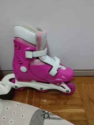 Patines ajustables niña + Casco rosa