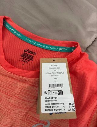 Camiseta Asics Running Talla S Naranja