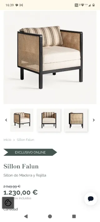 Sillón de madera y rejilla Becara