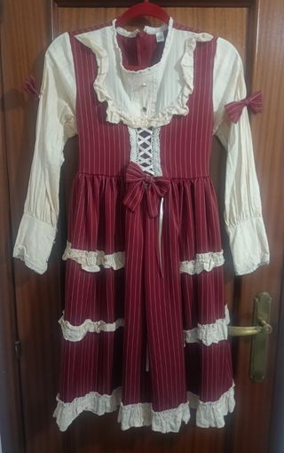 Vestido Lolita Rojo Rayas Blancas