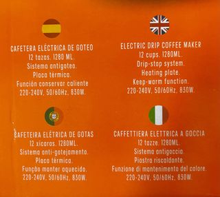 Cafetera de Goteo Oryx 1280ml 850W