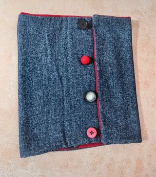 Cuello bufanda reversible gris y rojo